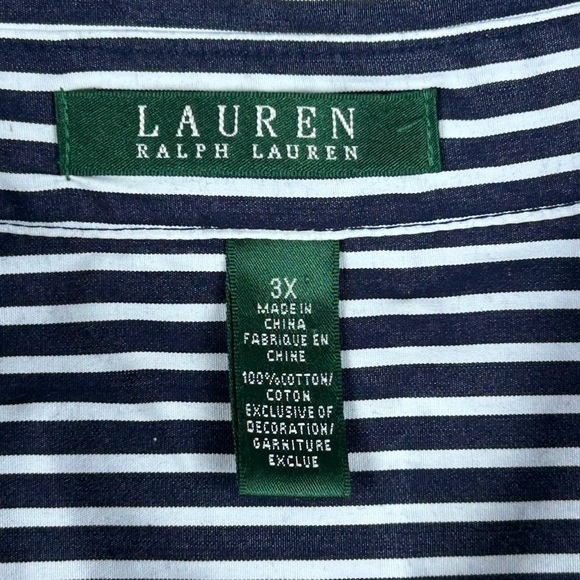 Lauren Ralph Lauren Womens Button Down Shirt Embroidered Crest Size 3X Preppy - Picture 14 of 16